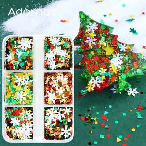 크리스마스 눈송이 글리터 에폭시 송진 필링 트리 별 팔레트 DIY 펜던트 몰드 공예 만들기 6 그리드