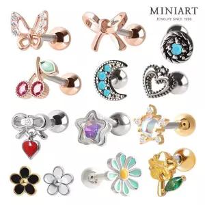 [미니아트] 써지컬 데일리 하트 꽃 리본 패션 피어싱 균일가 (한쪽)