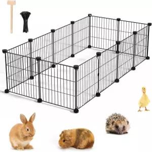 부캣스테이트 12 패널 기니피그 놀이펜 래빗 실내 47인치 L x 24인치 W 12인치 H 작은 동물 토끼 고슴도치