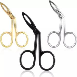 여성용 하이콜 핀셋 3피스 눈썹 제거용 가위 수염 관리 가발 뽑기 손잡이 곡선