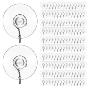 노다이에 150개 PVC 흡입 컵 후크, 금속 후크로 재사용 가능한 헤비 듀티 클리어, 욕실 샤워기 주방 유리 창문 벽문 타일 흔적 없음