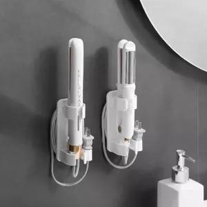 무타공 고데기 거치대 벽걸이 홀더 전선 정리 매직기 수납 선반 화장대 욕실