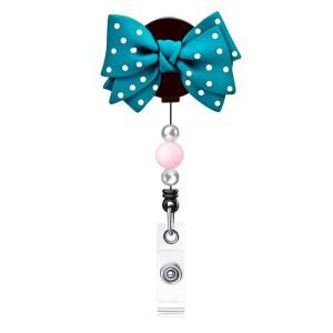 애스크래프터 우아한 활 배지 클립 접이식 독특한 여성용 구슬 배지 홀더, 신분증용 벨트 클립 배지