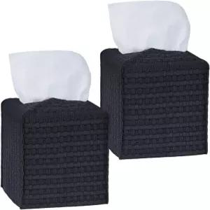 아볼란더 티슈 박스 커버 2팩 하단 벨트가 있는 정사각형 홀더 욕실 사무실 가정 테이블 자동차용 모던