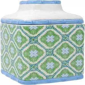 릴리 퓰리처 세라믹 정사각형 티슈 박스 커버 홈 데코용 홀더 대나무 로고 트렐리스