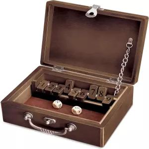 WE Games Shut the Box Dice Game - 성인과 가족을 위한 클래식 테이블 상판 게임 구세계 나무 상자