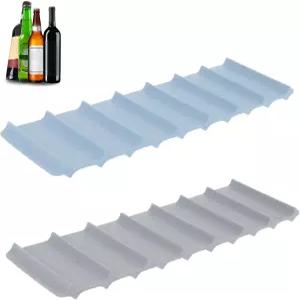 2Pc 냉장고 음료 매트 실리콘 와인 병 홀더 스태커블 랙 캔 및 정리 그레이 라이트 블루