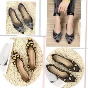 플랫 호피 니트 슈즈