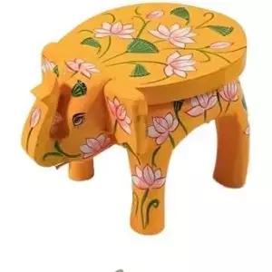 인도 공예품 바이카니카 나무 손으로 그린 꽃 코끼리 의자 홈 데코/코너/선물 템