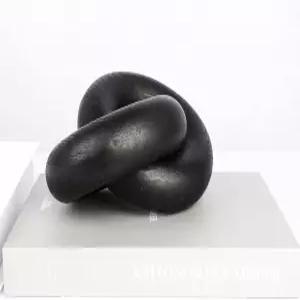 커피 테이블 장식 책꽂이 악센트 홈 데코 오브제 모던 농가 나무 매듭 체인 링크 블랙