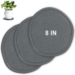실내에 구멍이 없는 8인치 3팩 규조토 화분 접시 트레이 드립 워터 캐처 물을 잡을 수 있는 배수 딥 그레이