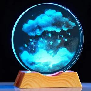 3D 클라우드 크리스탈 나이트 라이트 선물 아내 여자친구 를 위한 램프 침실 장식 생일 크리스마스 상자