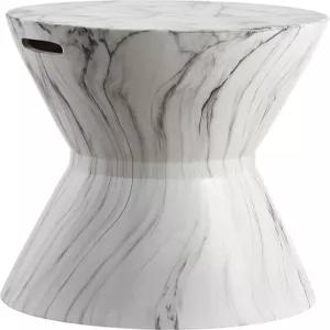 조나단 Y TBL1020A 아프리카 드럼 17.3인치 화이트 마블 마감 세라믹 실내/외 정원 의자 컨템포러리 미드