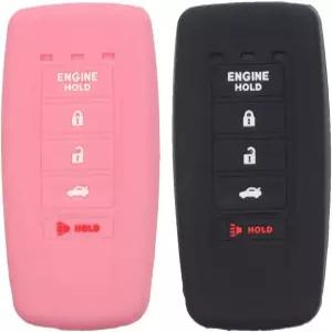 엔진이 장착된 Btopars 2pcs 실리콘 5 버튼 스마트 키포브 커버 케이스 원격 시동 키리스 엔트리 프로텍터