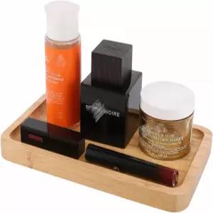 천연 대나무 배니티 트레이 욕실 매끄럽고 두꺼운 나무 향수 면봉 볼 캔들 화장품 주얼리 메이크업