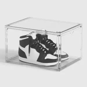 옷장용 무아스 대형 신발 정리함 투명 문이 있는 스태커블 보관함 스니커즈용 접이식 공간 절약 신발장