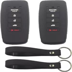 KCPros 2Pcs 블랙 고무 실리콘 5 버튼 엔진 시동 스마트 키포브 커버 케이스 프로텍터 키리스 Acura ILX