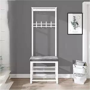 코트 랙이 있는 입구 벤치 3-in-1 홀 트리 보관 후크가 신발 벨벳 쿠션 조립이 간편함