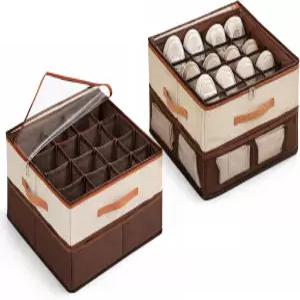 옷장용 신발 정리함 투명 커버와 강화 손잡이가 있는 2팩 접이식 보관 침실을 위한 공간 절약형 스태커블