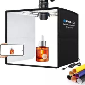 PULUZ 10x10 인치 미니 사진 스튜디오 라이트 박스 휴대용 접이식 텐트 키트 CRI 95개 104개 LED 조광등 및