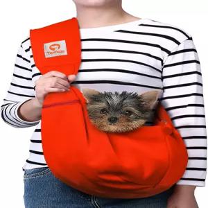 톰카스 소형 반려견 슬링 캐리어 지퍼 포켓 및 조절 가능한 스트랩 310파운드 반려동물용빨간색