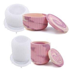 뚜껑이 있는 BIGEBO 2PCS 병 수지 몰드, DIY 장신구 보관 용기 캔들 홀더 캔디 주얼리용 병 실리콘 에폭시 몰드