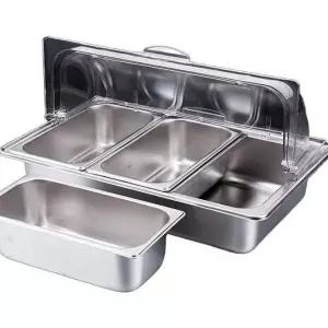 미니스텐반찬통 신선유지 쇼케이스 냉장 냉장고용 스텐반찬통 보관통 밑반찬 셀프바 업소용