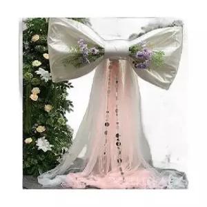 대형 웨딩카 꽃잎 장식 1개 촬영용 대왕 생일 리본 모양 새하얀 면직물 파티 벽장식