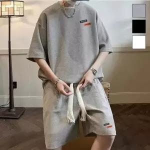 세트 와플패턴 코디 반바지 심플 반팔 남성 멘즈셋업 화이트 KWFHT6TO