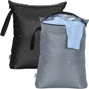 OTraki 2PCS 습식 백 16x20 인치 수영복 및 수건용 중형 드라이 손잡이 건조가 포함된 더러운 옷 체육관