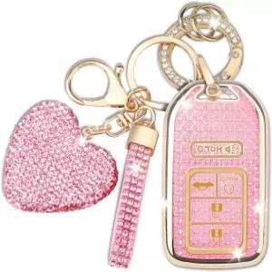 여성용 다이아몬드 열쇠고리가 있는 혼다 커버 소프트 TPU 5 버튼 2016-2022 어코드 시빅 CR-V 파일럿 여권