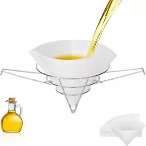 10인치 딥 프라이어 오일 필터 스탠드 25개의 종이 식용유 스트레이너 메이플 시럽 콘 홀더 주방용 접이식