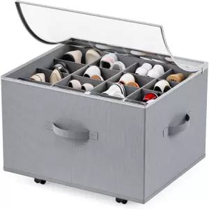 옷장용 하우스 어게인 신발 정리함 바퀴가 달린 보관함 조절 가능한 칸막이와 투명 커버가 있는 접이식