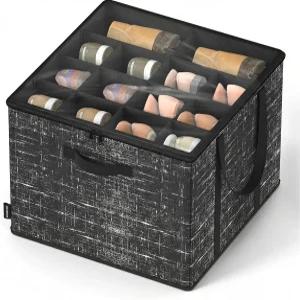 옷장용 송믹스 신발 정리함 투명 뚜껑이 있는 보관함 접이식 패브릭 통 16켤레 강화 손잡이 16.5 x 12.5