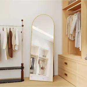 나르시스 47x14 도어 미러 전체 길이 또는 벽 위에 장착된 알루미늄 합금 프레임 강화 유리 아치 풀 바디