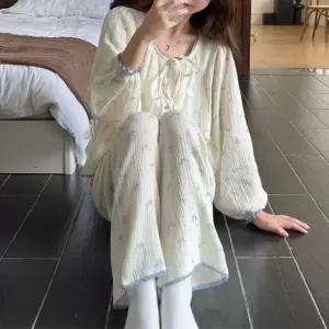 파자마 리본블랑 간절기잠옷 파자마세트 잠옷 이지웨어 긴팔 홈웨어 세트 상하의 베니유니