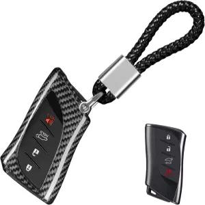 Lexus GX LC LS RZ RX ES NX 원격 키 케이스에 맞는 T-탄소 리얼 유리 섬유 키포브 커버 실버 블랙