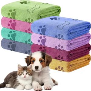 KisSealed 8Pcs 개 타월 건조용 55 x 28 인치 퀵 드라이 펫 목욕 벌크 컬러풀 그루밍 흡수성