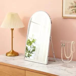 실버 메탈 거울 배니티 테이블 책상 아치 메이크업 90 조절 가능한 회전 프레임 스탠딩 거실 침실 테이블탑
