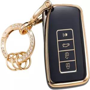 렉서스 키 포브 커버 소프트 4 버튼 TPU 보호 자동차 케이스 쉘 패션 골드 블링 체인 RX와 호환되는 ES GS