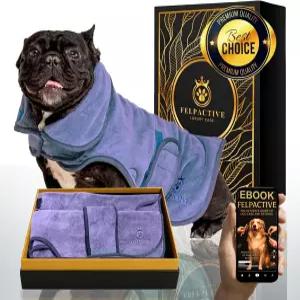 펠액티브 프리미엄 반려견 건조 가운 S - XXXL 빠르게 고흡수성 이중층 극세사 부드럽고 스너그 핏 고급