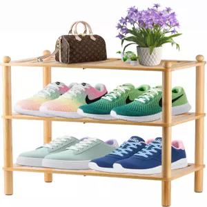 옷장용 SHIISEW 대나무 신발장 쌓을 수 있는 3단 길이의 흰색 무료 스탠딩 보관함 1215켤레 입구 차고 작은