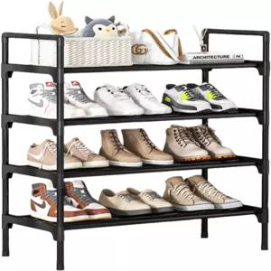 옷장용 신발장 운동화용 긴 신발 정리함 현관 차고 기숙사용 부츠 스태커블 프리 스탠딩 4겹