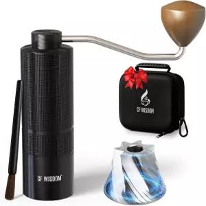 CF 위즈덤 에스프레소 수동 버 커피 그라인더 - CNC 스테인리스 원뿔형 듀얼 베어링 정밀 조정 가능한 핸드