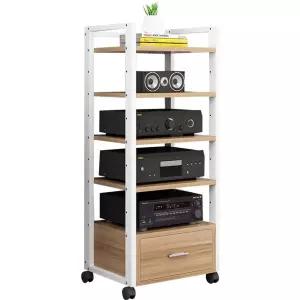 장 거실 오디오랙 장식장 / 70x50x40cm 화이트+윌넛 3단 장비 다이