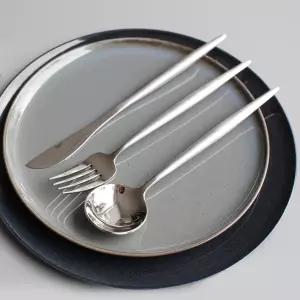 (BSF)몽블랑 국산 샤이니 커트러리 디너3종 세트 디저트 포크 나이프 스푼 젓가락 파스타 티포크