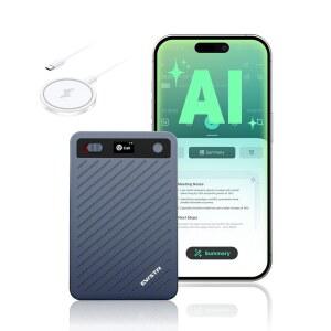 [미국배송] EVISTR AI 음성 녹음기(번역 기능 포함) 앱 제어 포함 노트 녹음기 전사 및 요약 강연 회의를 위한 100개 이상의 언어 오디오 녹음기 지원 국제 교환 통화