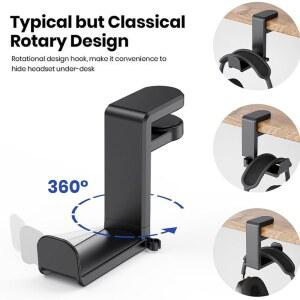 펀치 없는 테이블 클립 훅 걸이 아래 폰 이어폰 360도 셋 회전 책상 게임용 접이식 스탠드