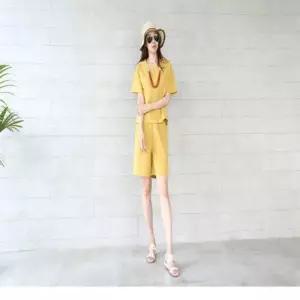 여자 루즈핏반팔티 반바지 여름 린넨 투피스 세트_3