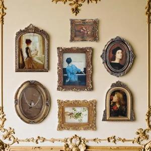 4x6 5x7 바로크 가정 장식 사진 소품 선물 벽 또는 테이블탑(로코코)용 유리 전면 앤티크 골드 갤러리